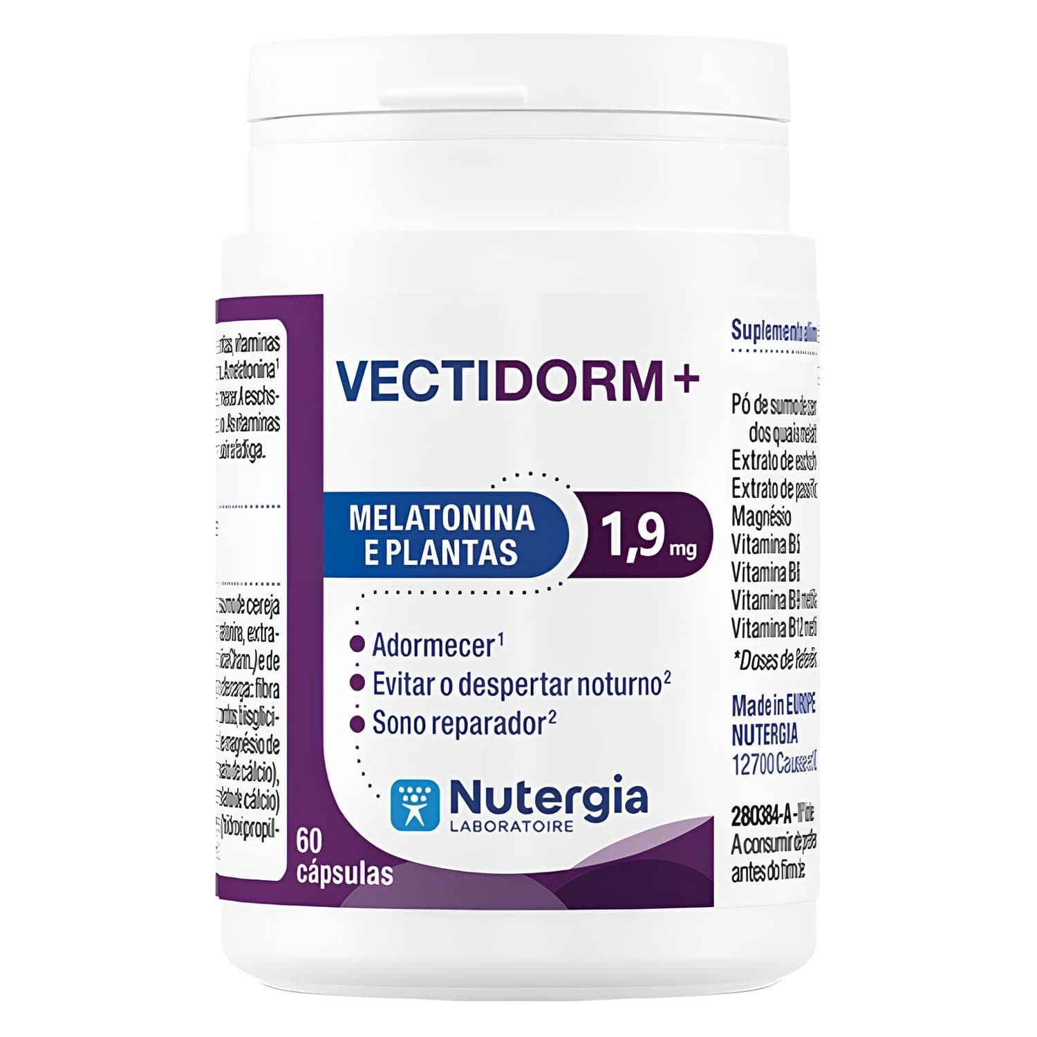 Nutergia VECTIDORM+ - Melatonina e plantas
VECTIDORM+ contém, simultaneamente