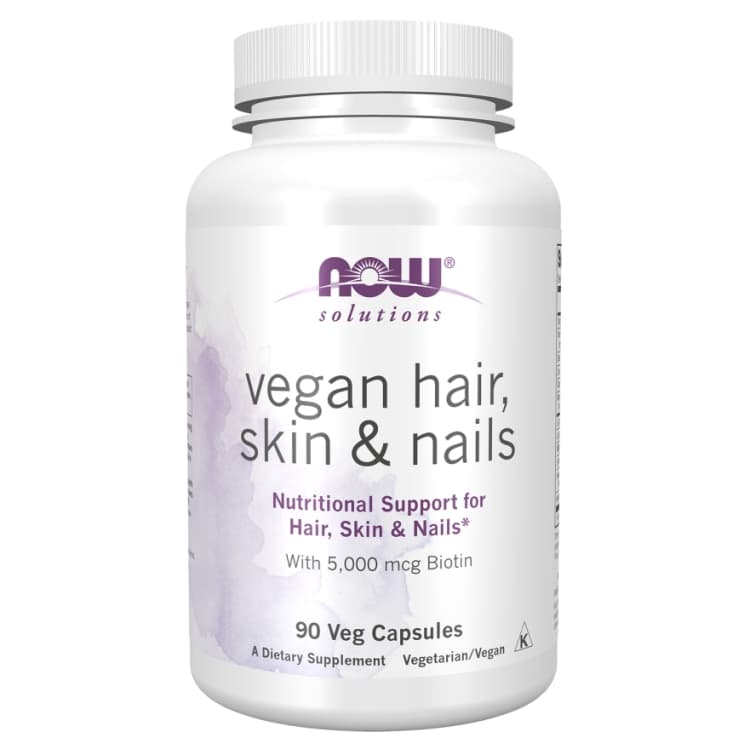 NOW® Solutions Vegan Hair, Skin & Nails - Suporte nutricional para cabelos, pele