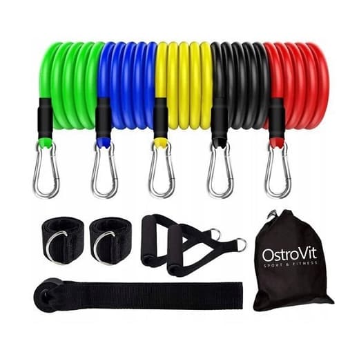 Conjunto de expansor de borracha com 5 resistências da Ostrovit® - Ampla gama de